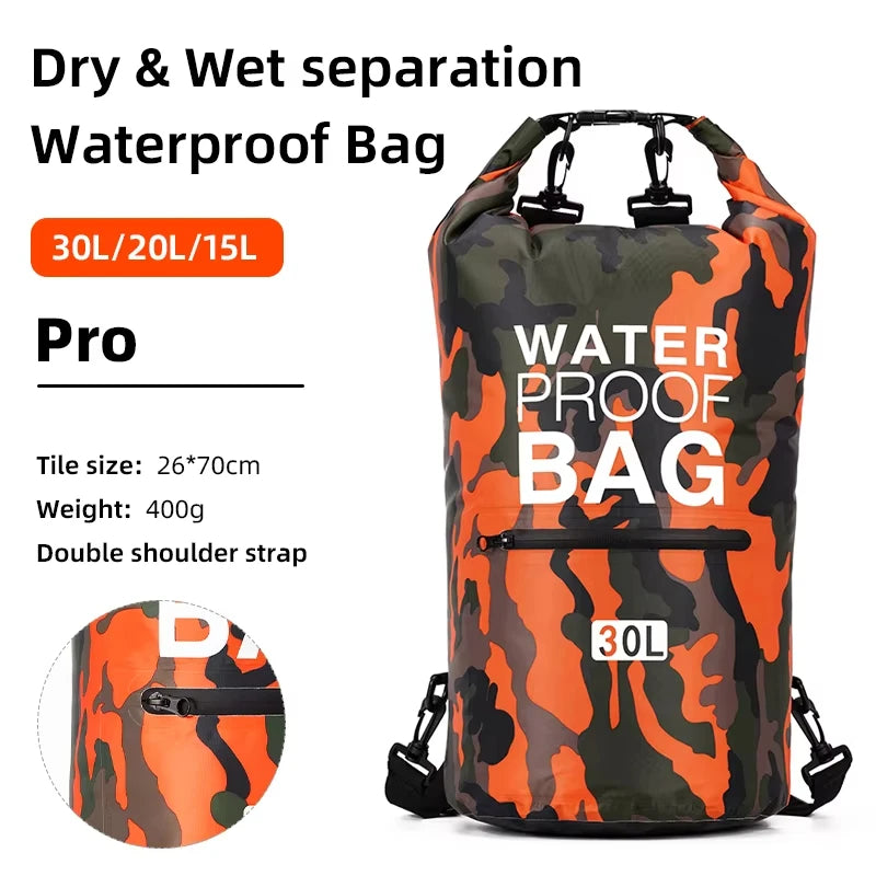 Vedenpitävä PVC-kuivapussi reppu 10L-30L kokoja uimiseen ja melontaan