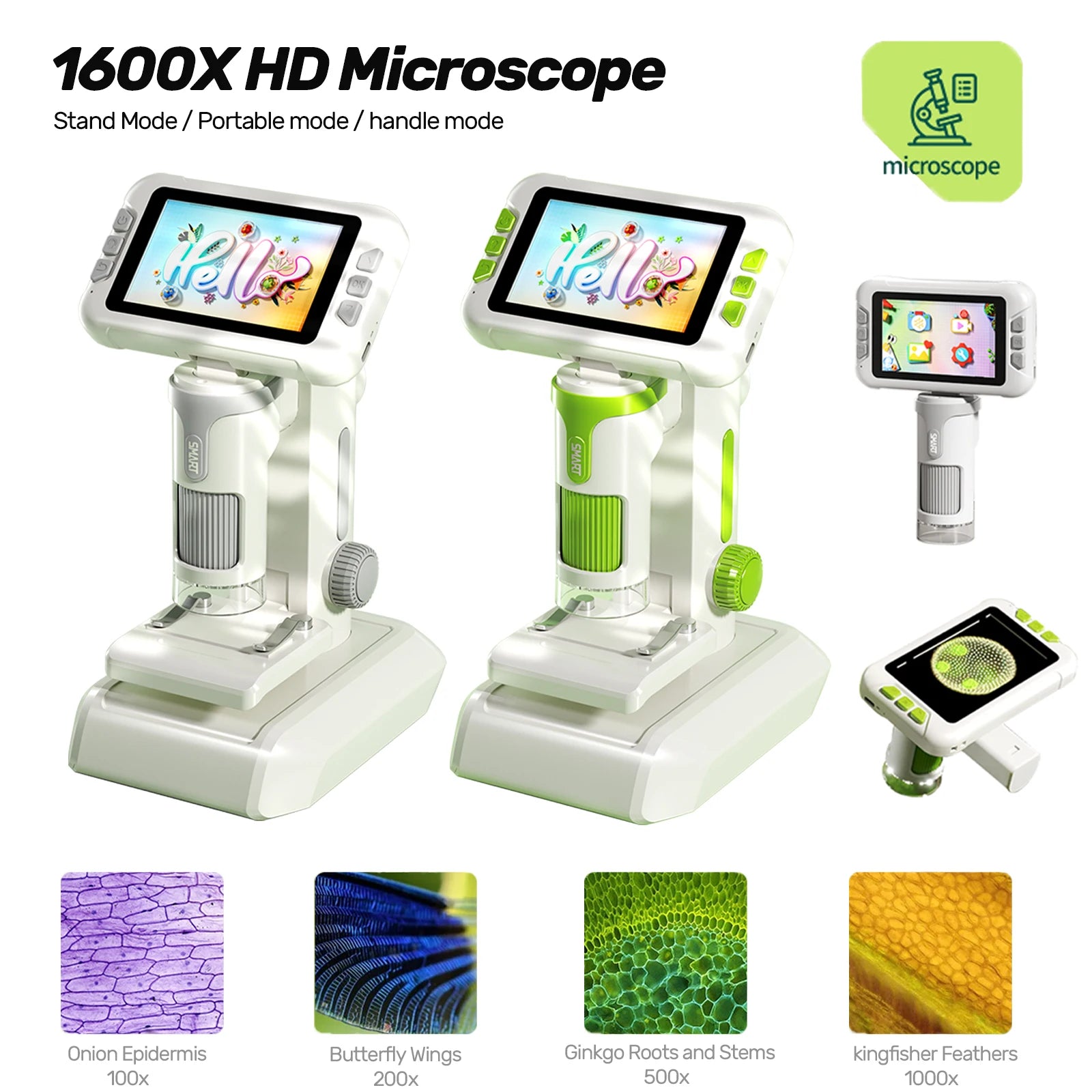 Children's HD Microscope &ndash; 3.97 Inch Screen and 1500X Zoom