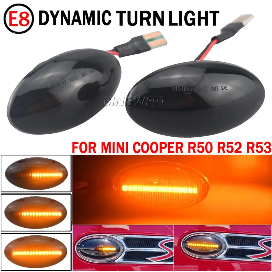 LED Dynamic Side Marker Turn Signal Lights For BMW Mini Cooper R50 R53 R52