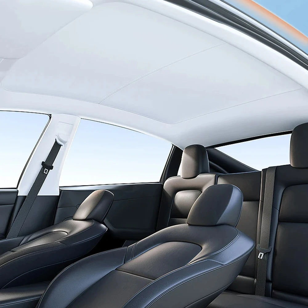 Tesla Model 3/Y Premium Ice Cloth Sunshade with Buckle for Glass Roof