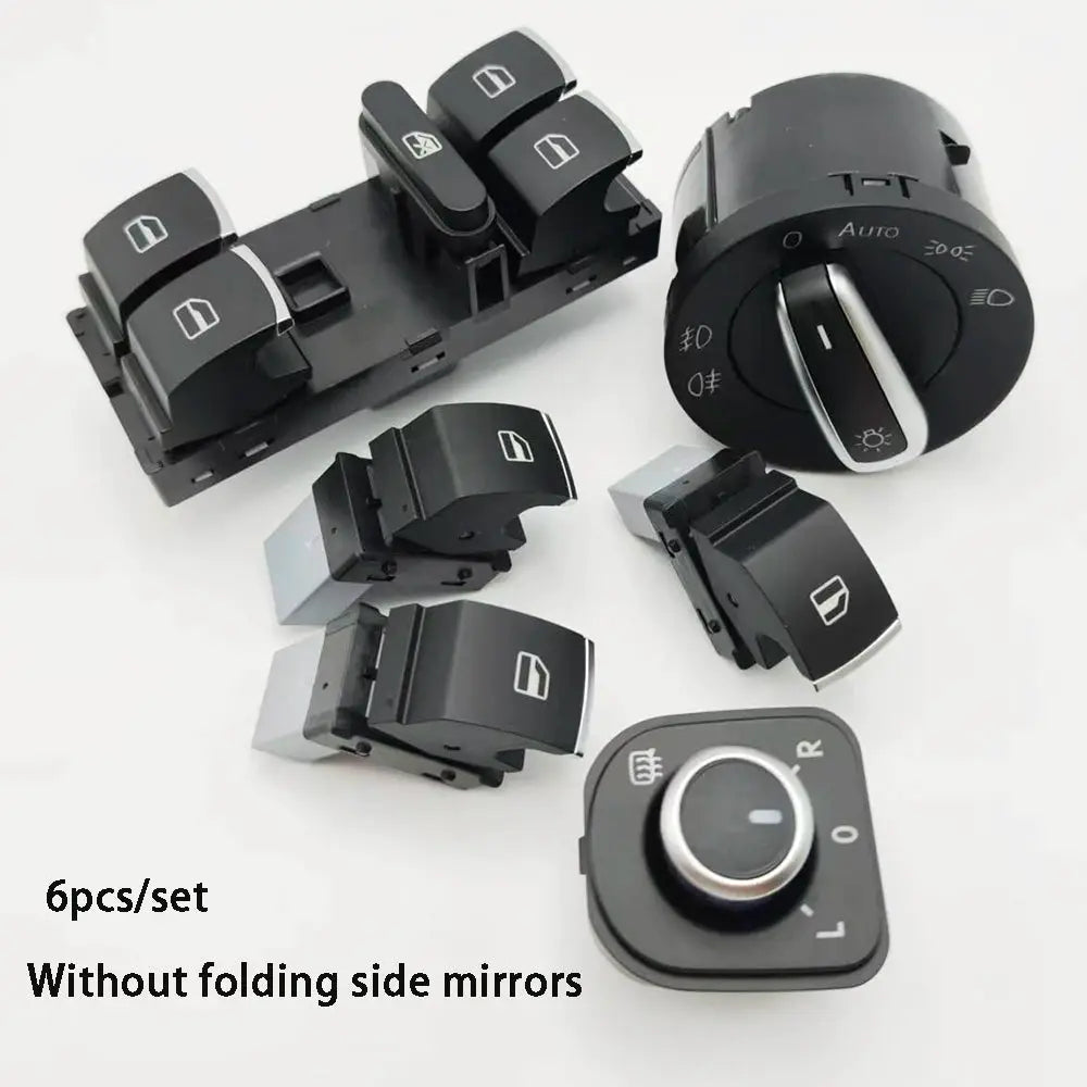 Chrome Headlight and Power Window Master Switch for VW Golf Mk5 Mk6 Jetta Passat B6 Touran SEAT 5ND941431B 5ND959857 by InterCyprus Trading Ltd