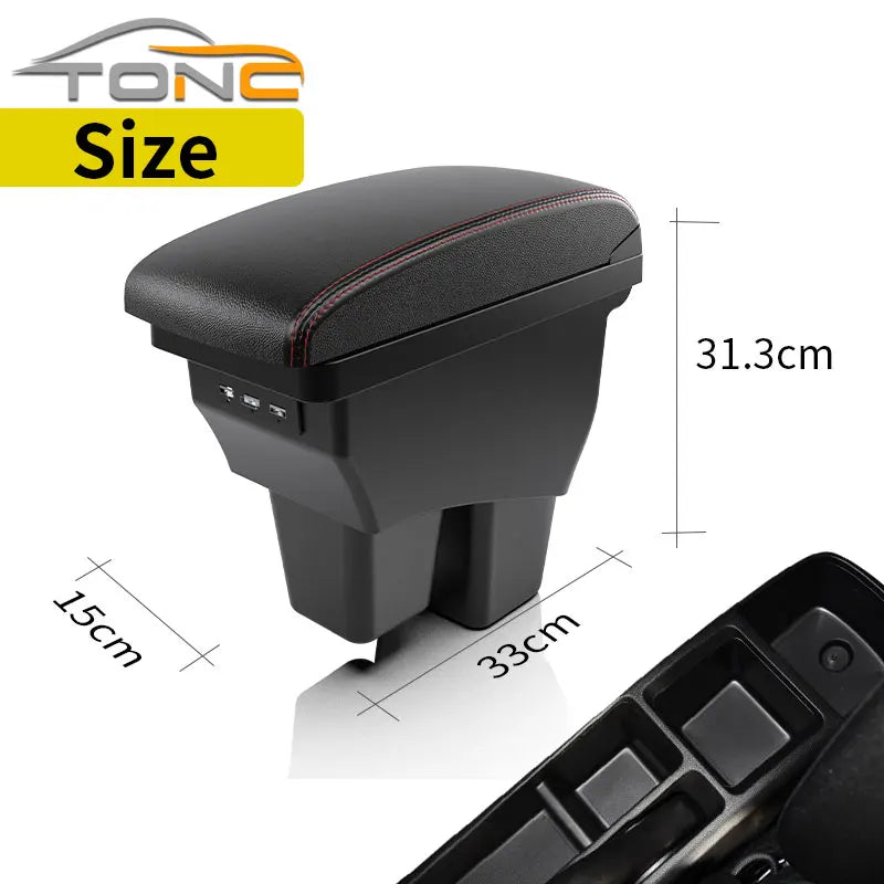 3 USB Portu ile Honda Fit, Jazz, WR-V için Kolçak Kutusu, PU Deri ve ABS Plastik