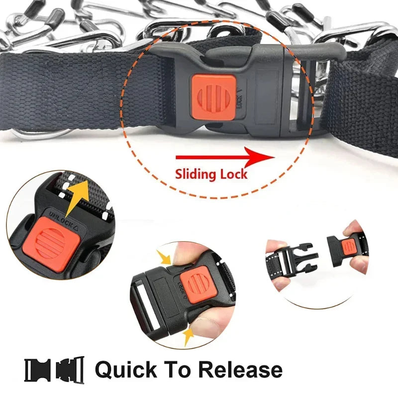 NoEnName_Null Adjustable Prong Dog Training Collar with Quick Release Buckle &amp; Nylon Cover