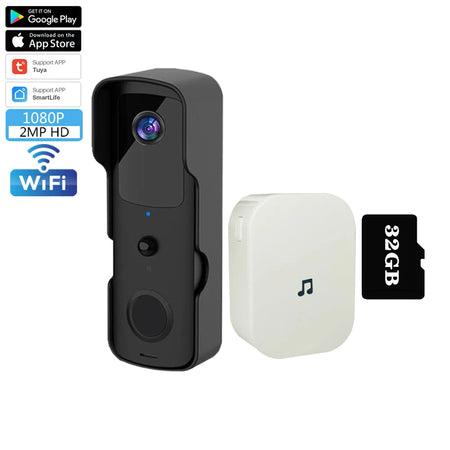 Smart Tuya WiFi Doorbell &ndash; Waterproof Battery Powered D / EU Plug