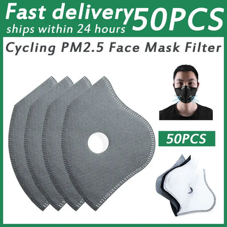 Cycling PM2.5 Active Carbon Filter - Five Layer Protection Only filters 50Pcs