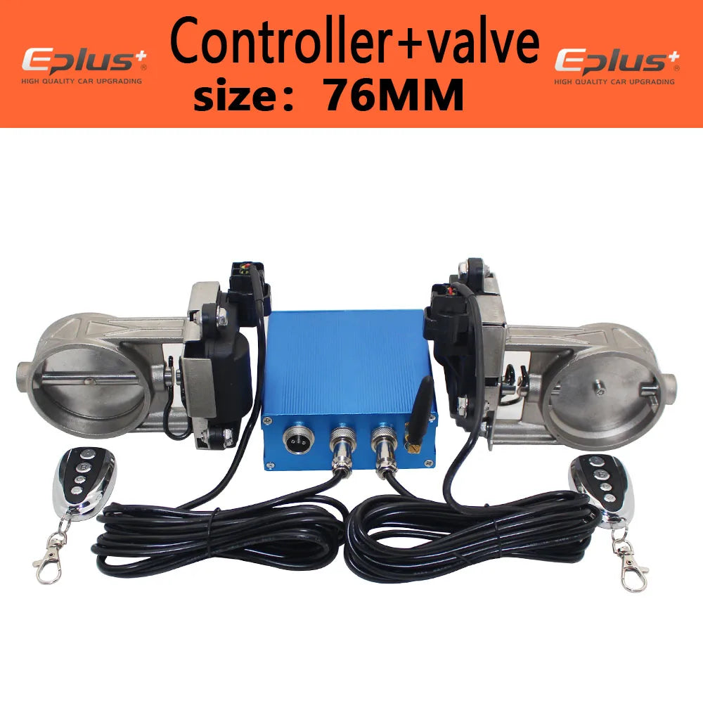 EPLUS Car Exhaust Pipe Electronic Valve Kit with Remote Control - Universal Fit, Multi-Angle Mode, Available in 51mm, 63mm, 70mm, 76mm 76mm Kit