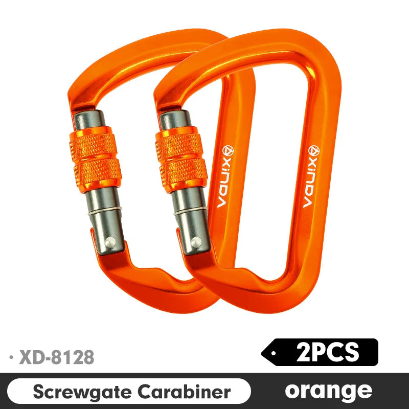 Xinda Outdoor Carabiner &ndash; 30kN Load Capacity Aluminum Alloy Screw Orange 2