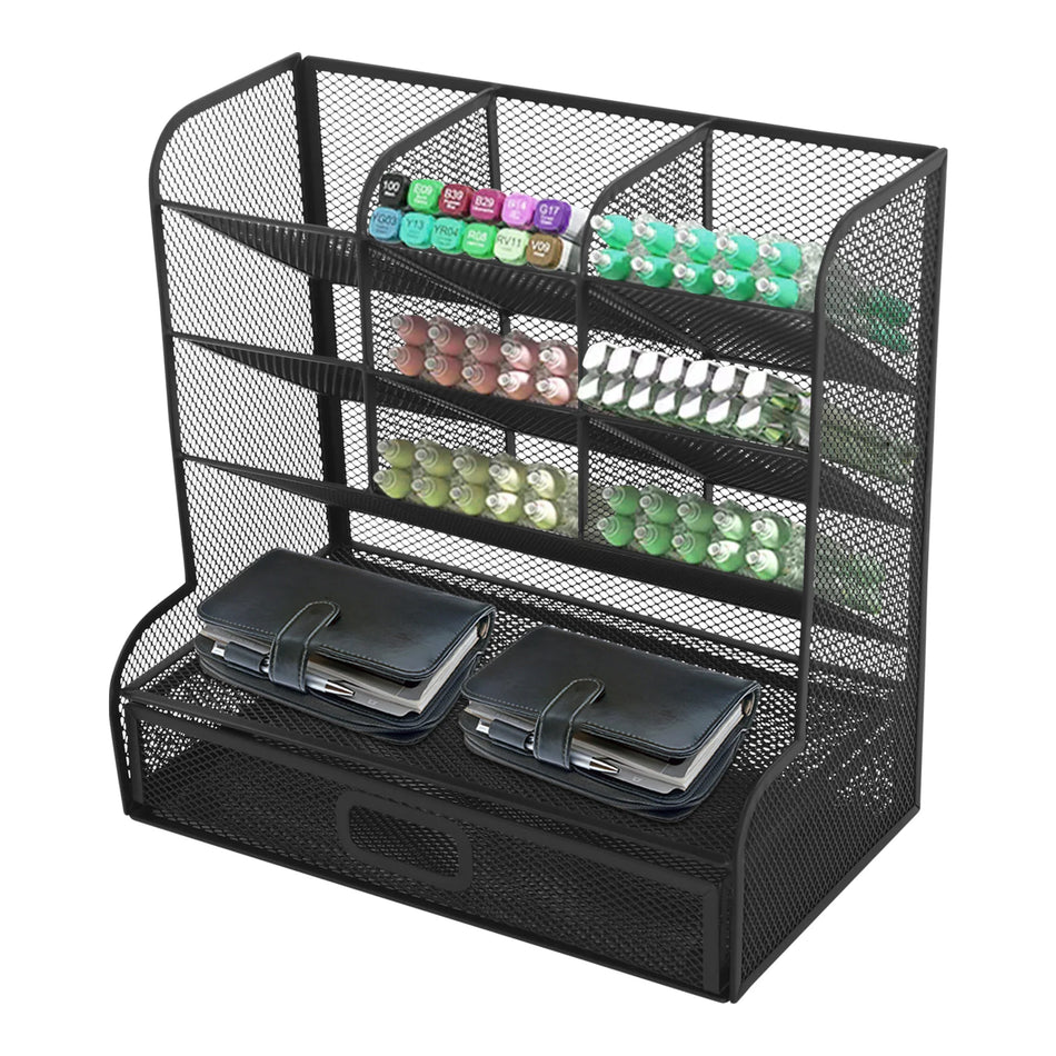 Hvid Sort Penneholder Skrivebordsorganisator 9 Rum Skuffe