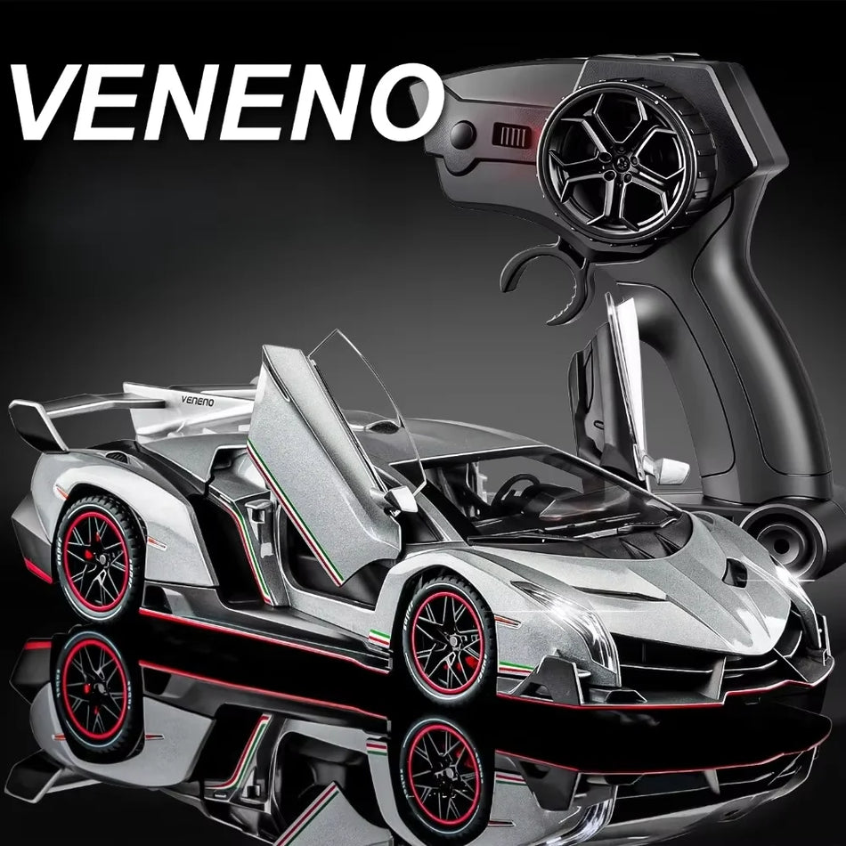 Mașină RC Diecast Veneno 1:24 cu sunet, lumini, uși deschise, caroserie din aliaj