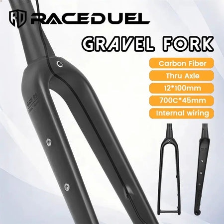 RACEDUEL Carbon Gravel Bike Fork 12x100mm Thru Axle 700C 45mm Tire Internal Wiring Lightweight Disc Brake Bicycle Front Fork by InterCyprus Trading Ltd