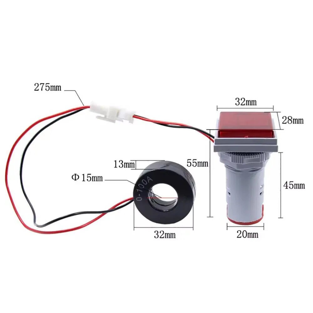 Square LED Digital Voltmeter Ammeter &ndash; Multi-Function Voltage Current Frequency Measurement