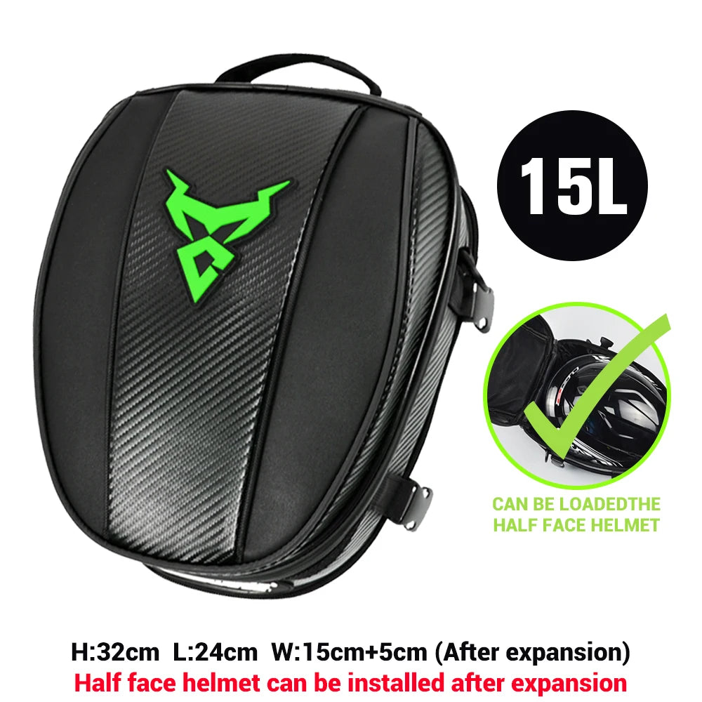 MC-0102 - Waterproof Motorcycle Tail Bag With High Capacity Small size Green-15L