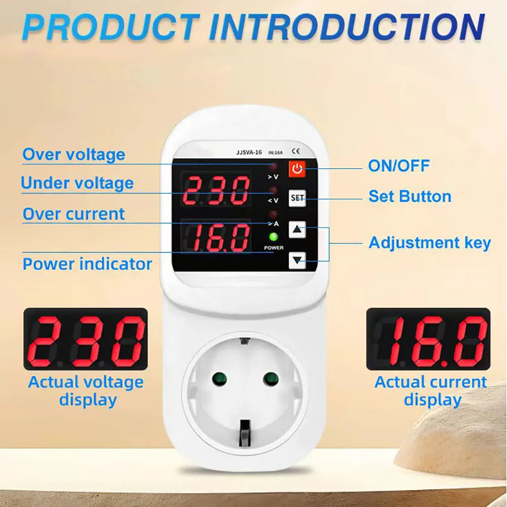 Automatic Voltage Protector Socket &ndash; Multifunctional LED Display with Automatic Reset