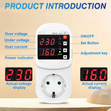Automatic Voltage Protector Socket &ndash; Multifunctional LED Display with Automatic Reset