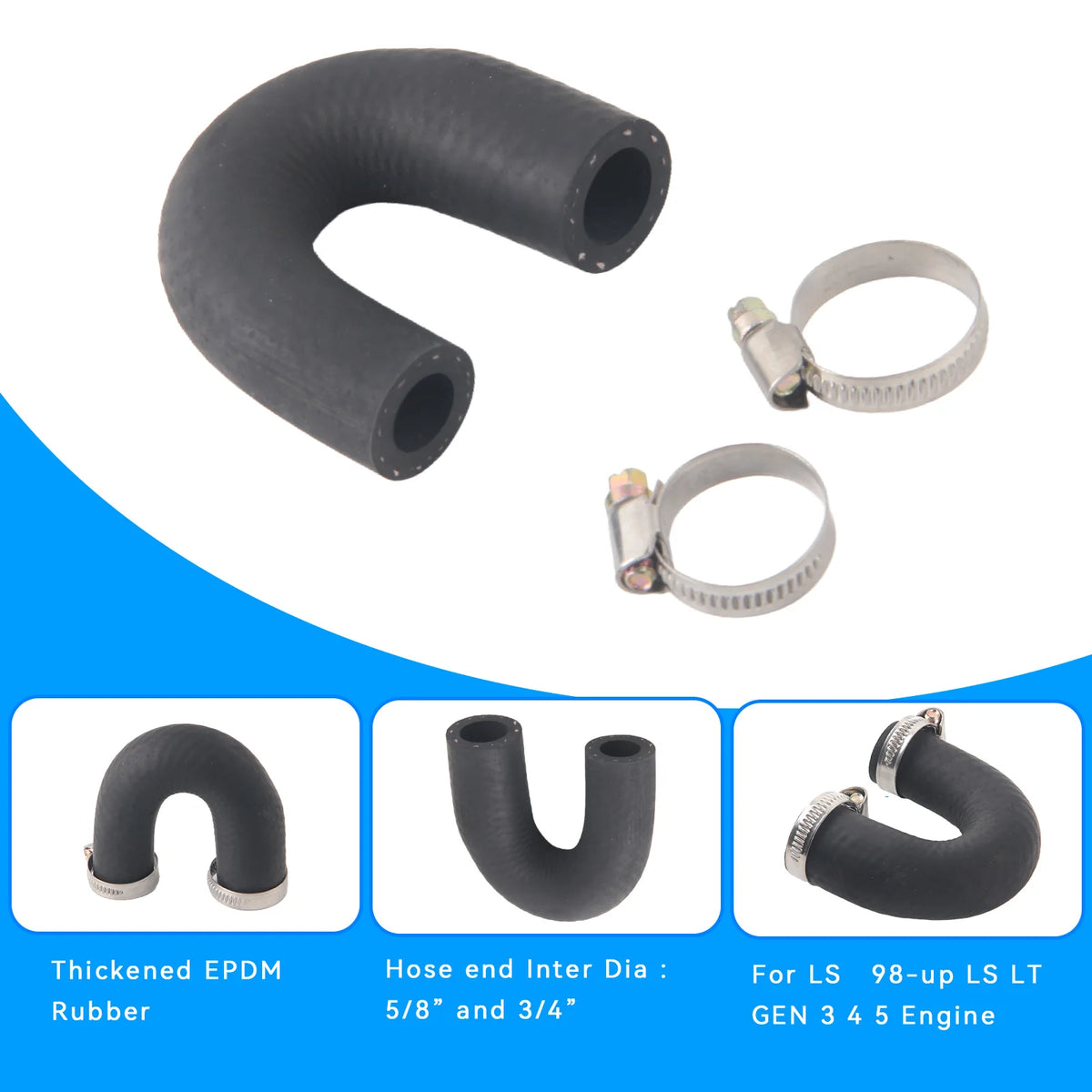 Coolant Crossover Hose EPDM Rubber For Chevrolet LS LT Gen 3 4 5 by InterCyprus Trading Ltd