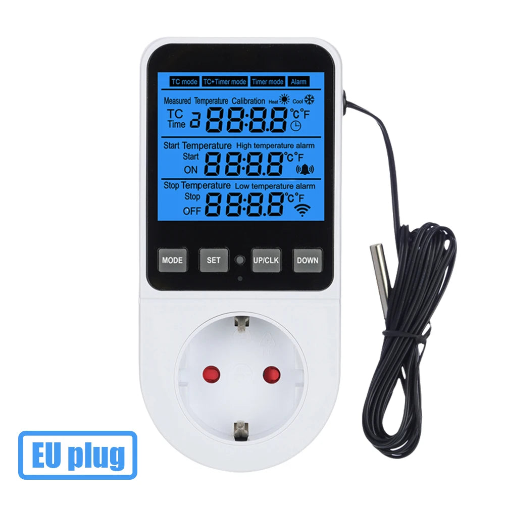 Temperature Controller Socket &ndash; Digital Thermostat Control EU Plug Backlight