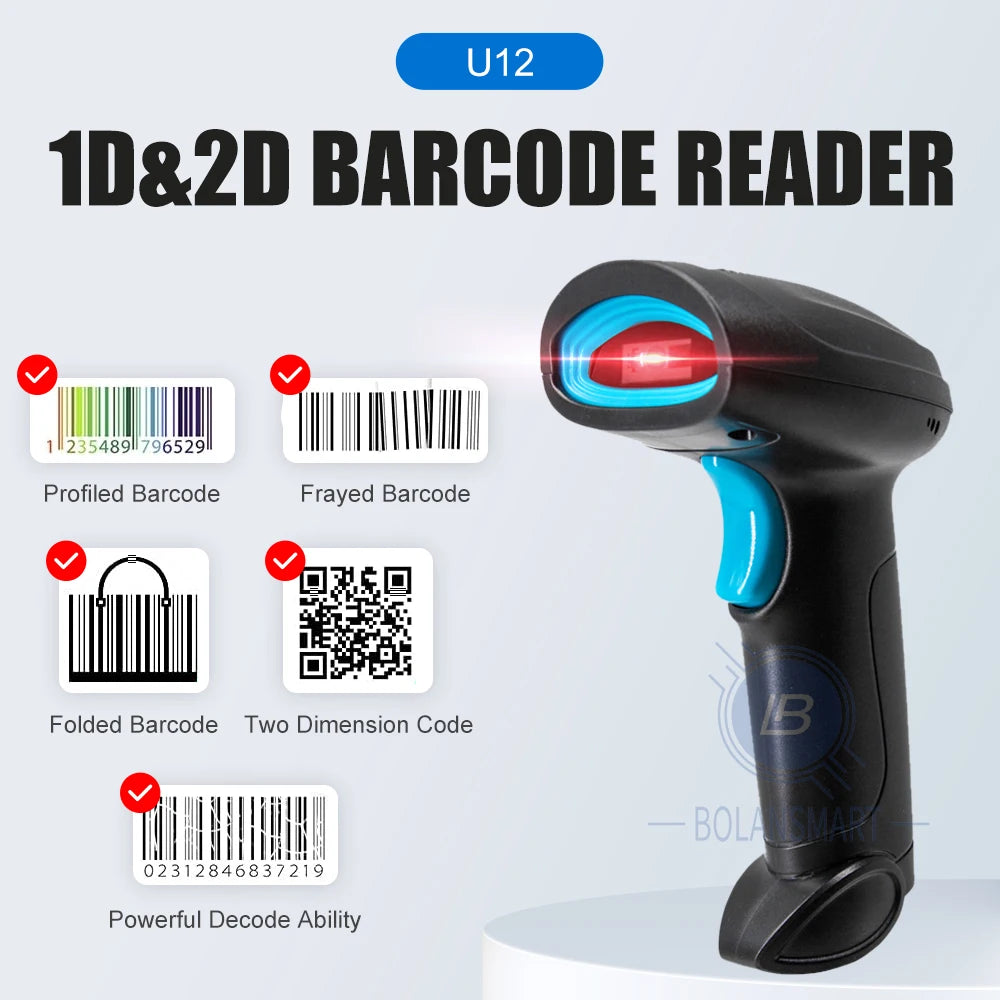 Wired &amp; Wireless 1D 2D Barcode Scanner - Bluetooth, USB, Omni-Directional