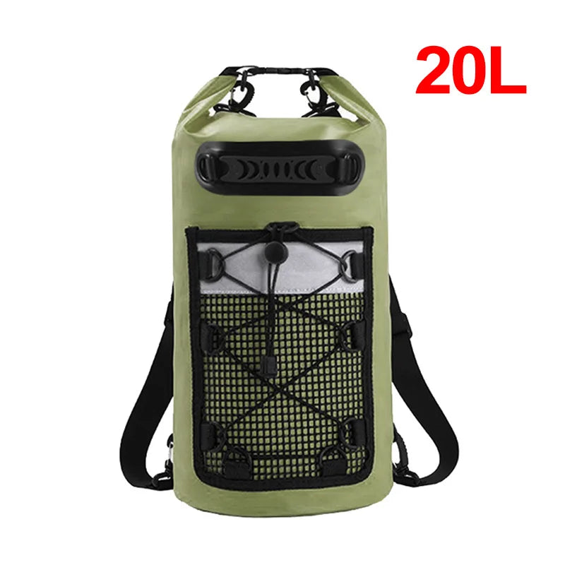 Swimming PVC Pack Dry Bag Backpack for Women Men 10L 20L Waterproof Shoulder Kayak Trekking Drifting Rafting Surfing Boating Bag 20L Green