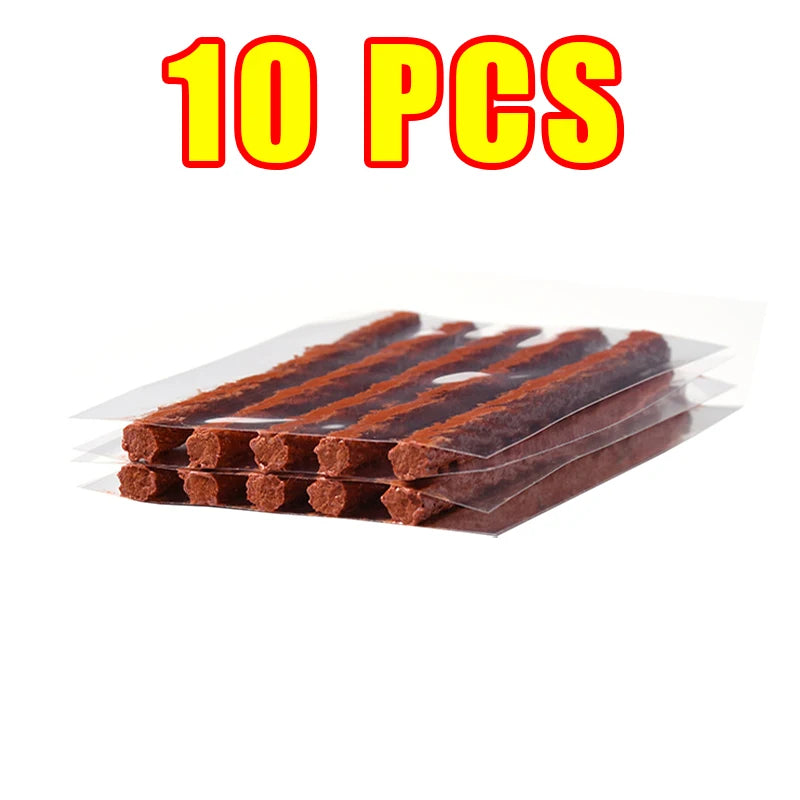 Car Tire Repair Tool Kit - Tubeless Tyre Puncture Plug Set for Motorcycles &amp; Trucks 10Pcs 1