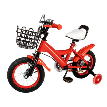 12 Inch Red Kids Bike &ndash; Adjustable Seat, Training Wheels