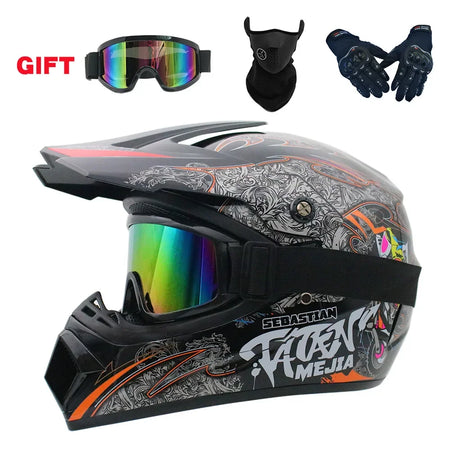 Premium Full Face Off-Road Motorcycle Helmet with 3 Free Gifts