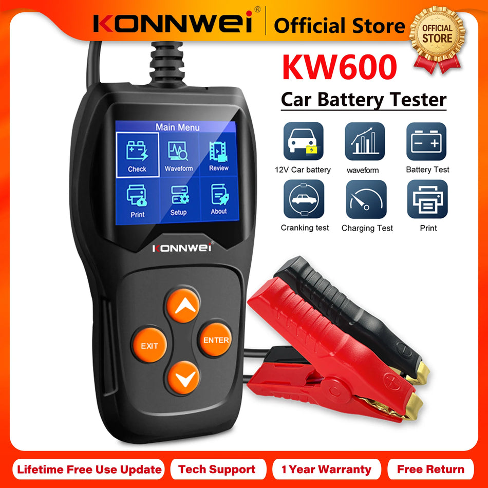 Professionele accutester voor 6V en 12V met conditiebewaking en diagnose