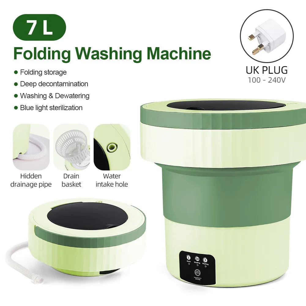 7L Portable Folding Washing Machine &ndash; Compact and Automatic Laundry Solution UK PLUG (220-240V) 1