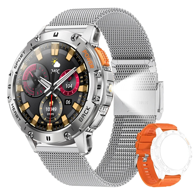 Android iOS AMOLED Smart Watch Men &ndash; Ultra Lightweight mesh belt sliver