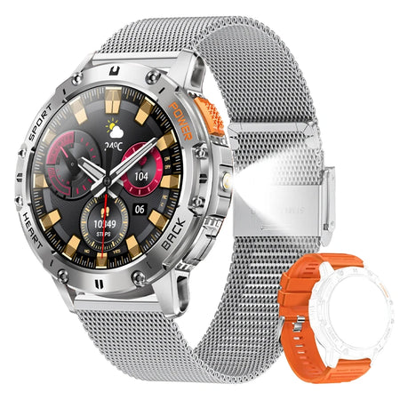 Android iOS AMOLED Smart Watch Men &ndash; Ultra Lightweight mesh belt sliver