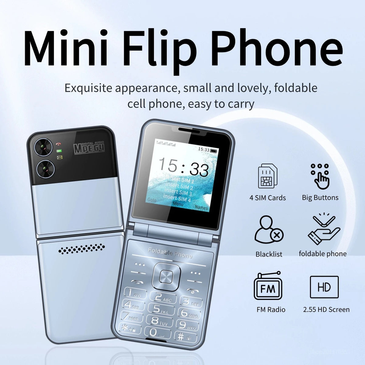 Beauty Foldable Pocket Mobile Phone &ndash; 4 Sim Card Support
