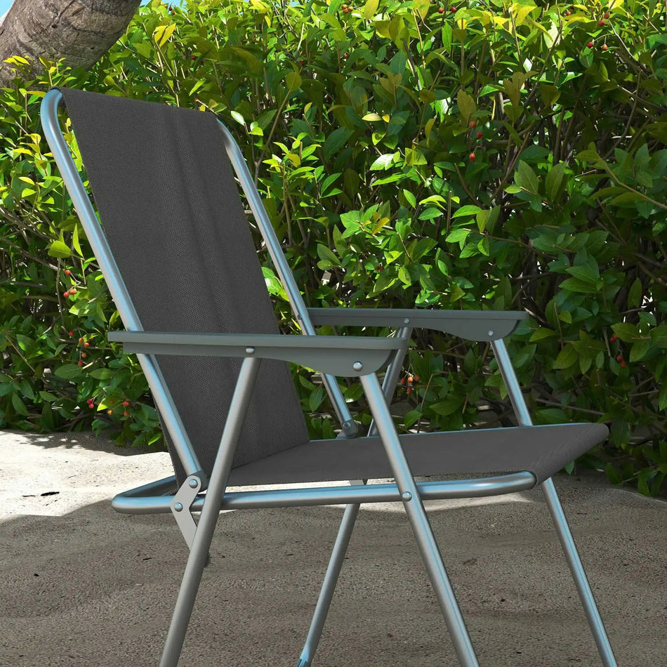 Four Folding Garden Chairs Set With Backrests And Armrests