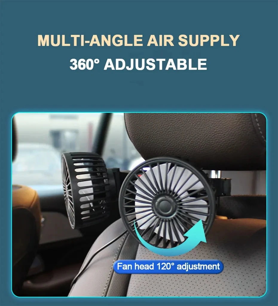 3-Speed Car Seat Cooling Fan USB Charge Dual Head &ndash; Cool Air