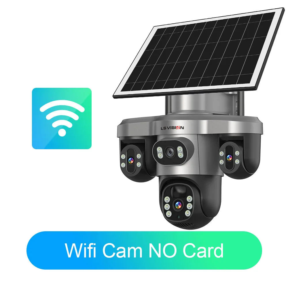 LS VISION V380 PRO 3 Lens WiFi Solar Camera 4G 15MP Security CCTV Waterproof Night Vision Two-Way Audio Camera Mobile Tracking I WiFi CamNo SD