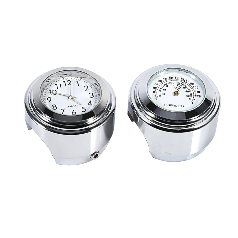 Moottoripyörän ohjaustangon kiinnitettävä kello ja lämpömittari, Valkoinen