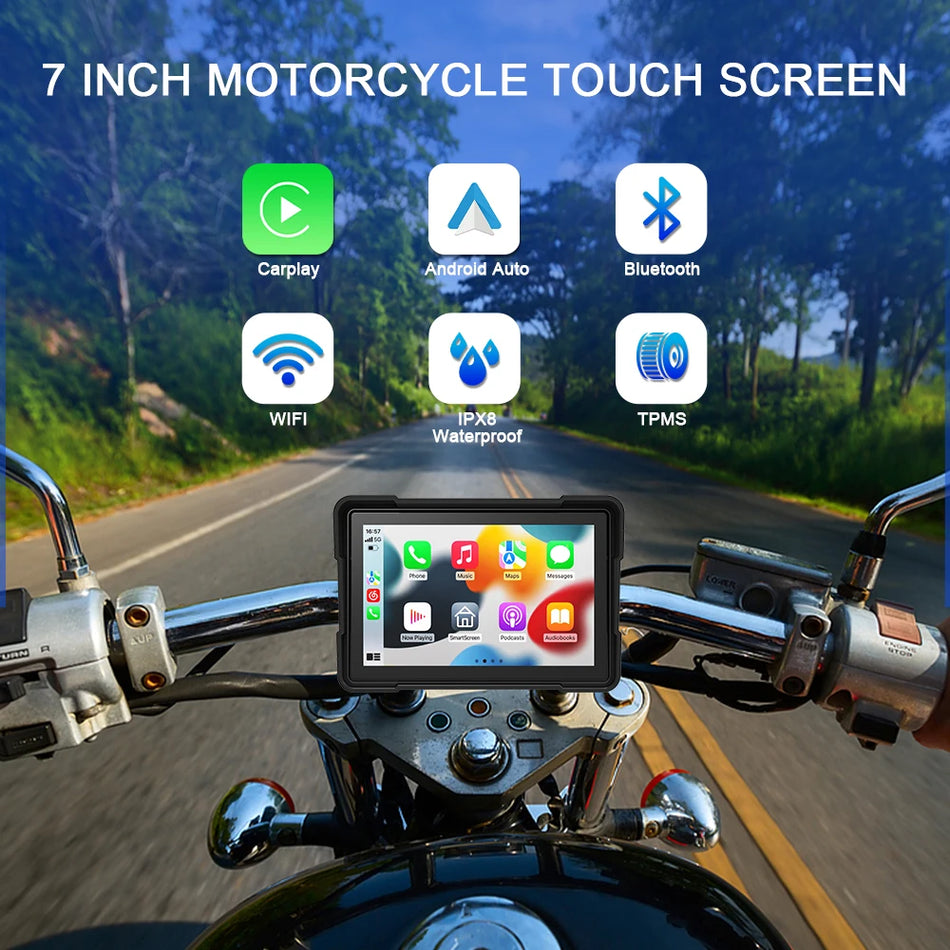 7-tolline mootorratta GPS-navigator Carplay Android Auto multimeedia mängija