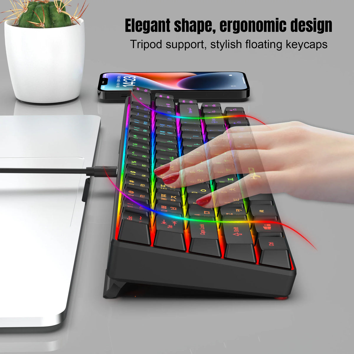 HXSJ V200 &ndash; 65 Percent Korean Gaming Keyboard RGB Backlit