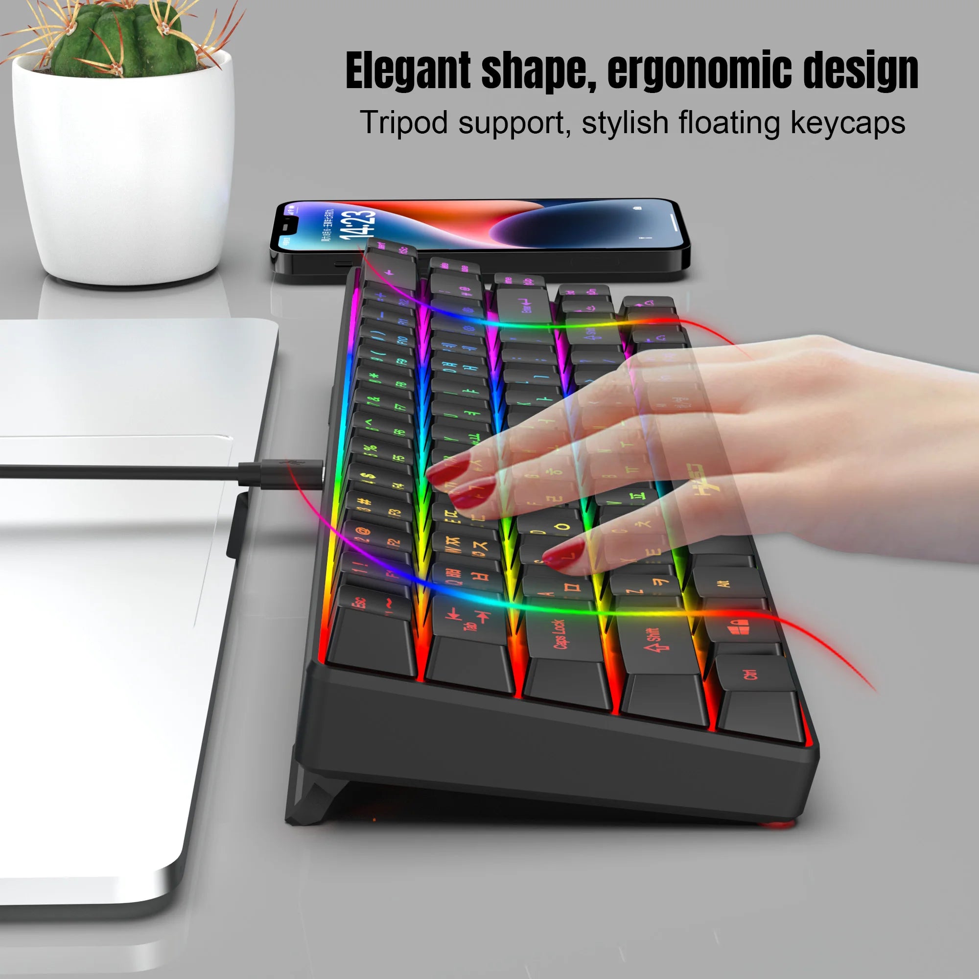 HXSJ V200 &ndash; 65 Percent Korean Gaming Keyboard RGB Backlit