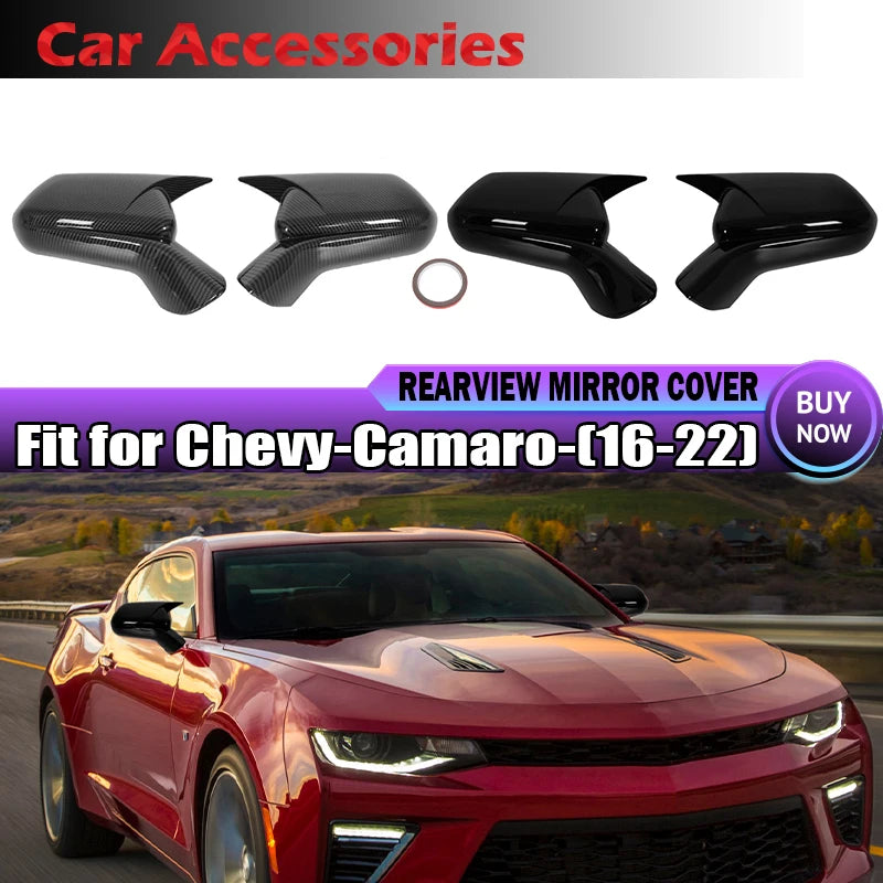 Chevrolet Camaro LT SS RS ZL1 2016-2022 için Karbon Fiber Görünümlü Dikiz Aynası Kapağı Yapışkanlı 1 Takım