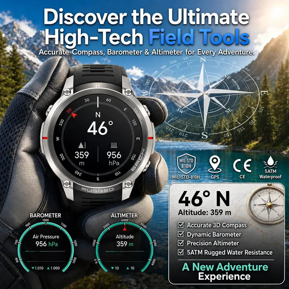 2026 Military Satellite Offline Map GPS Smart Watch Men 1.43''AMOLED Bluetooth Call Compass 5ATM Waterproof 170+Sport Smartwatch by InterCyprus Trading Ltd