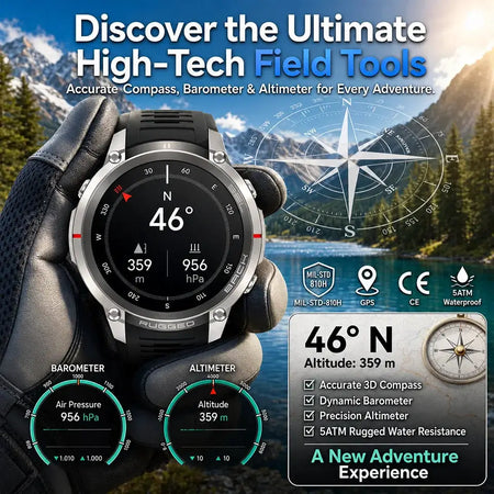 2026 Military Satellite Offline Map GPS Smart Watch Men 1.43''AMOLED Bluetooth Call Compass 5ATM Waterproof 170+Sport Smartwatch by InterCyprus Trading Ltd