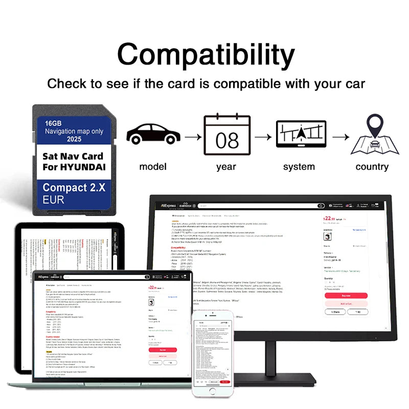 Hyundai GEN2 16GB GPS SD Card UK EU 2025 Map &ndash; Fast Maps