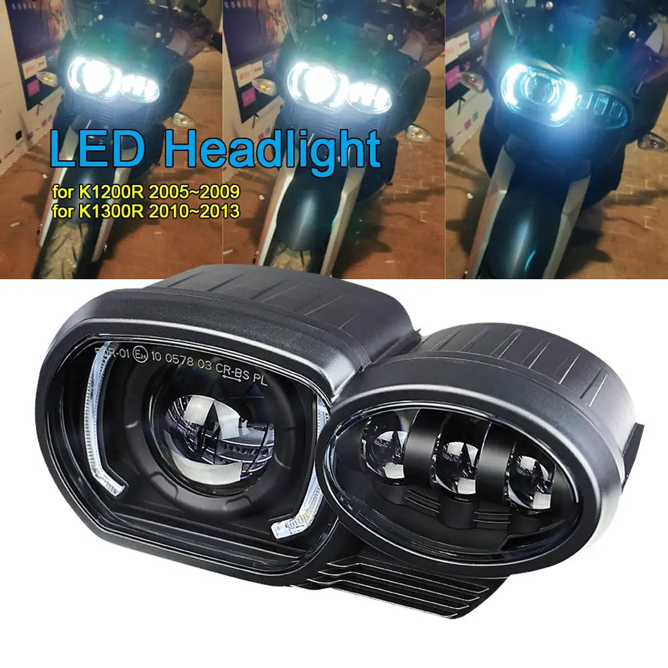 Motorcycle LED Headlight Upgrade Replacement Headlamp with DRL for BMW K1200R 2005~2009 K1300R 2010~2013 by InterCyprus Trading Ltd
