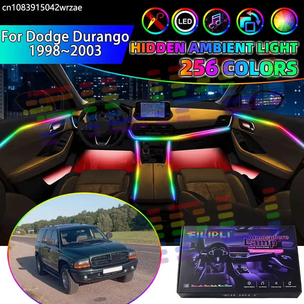 For Dodge Durango 1998~2003 1999 DN MK1 1th RGB Car Interior Ambient Lights Strips Breathing Lighting Kit App Control LED strips by InterCyprus Trading Ltd