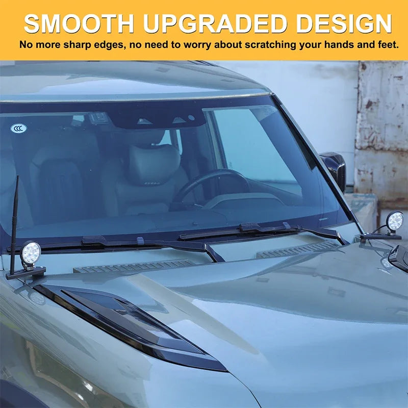 2 Adet Karbon Çelik Siyah Kaput Arama Işığı Braketi Defender