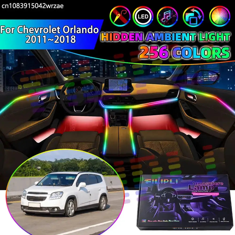 For Chevrolet Orlando 2011~2018 MK1 J309 RGB Car Interior Ambient Lights Strips Breathing Lighting Kit App Control LED strips by InterCyprus Trading Ltd