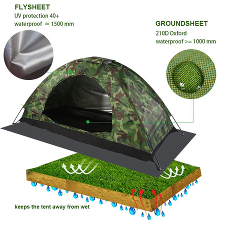 Camouflage UV Protection Waterproof One-Person Tent for Outdoor Adventures
