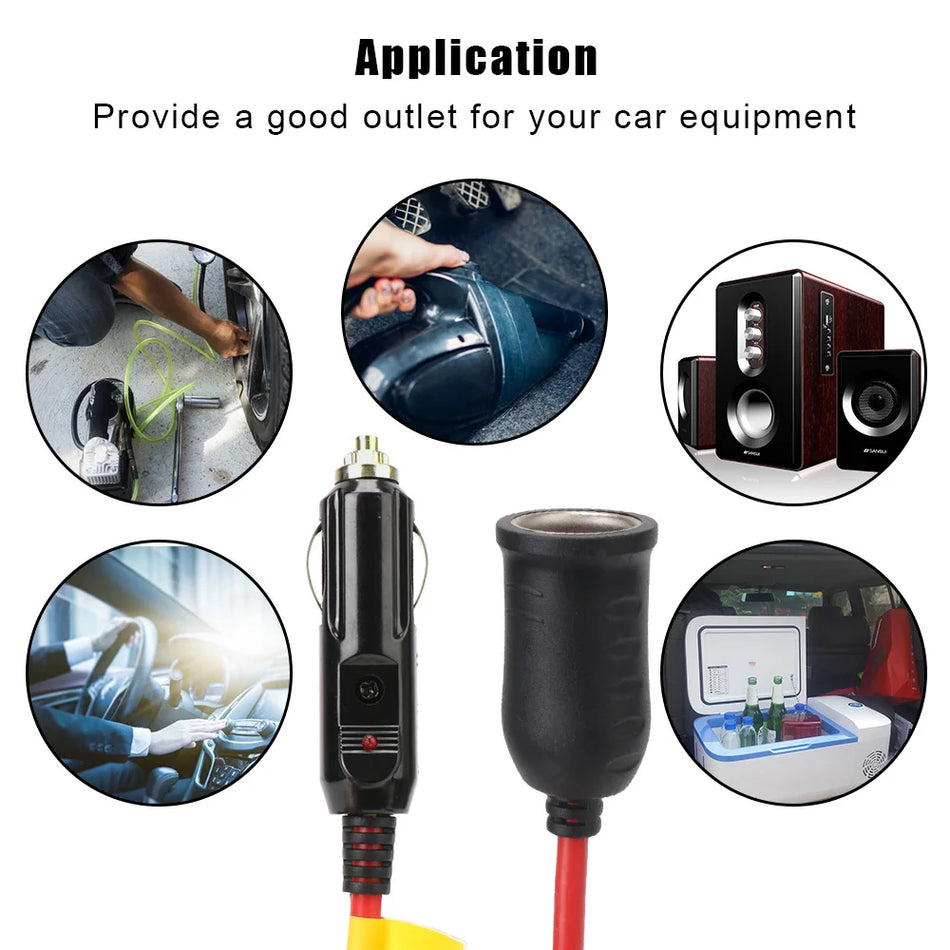 25384 Car Lighter Extension Cord 12V 24V With 15A Fuse, 3.6m