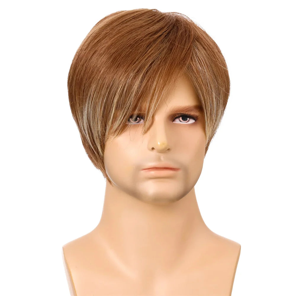 Silver Gray Short Men's Wig by Honey Dream - Stylish Daily Wear Brown Mix Blonde