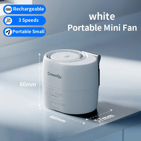 Portable Waist Clip Fan &ndash; 360 Degree Adjustable Strong Wind 1600mAh White