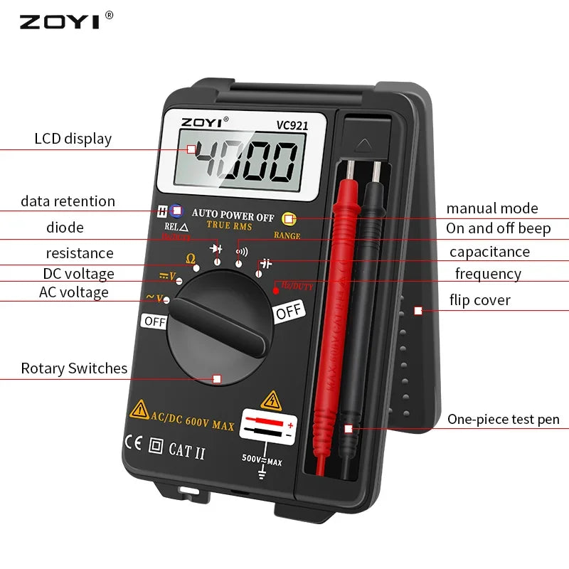 ZOYI VC921 Mini Digital Multimeter &ndash; Backlit Pocket Tester